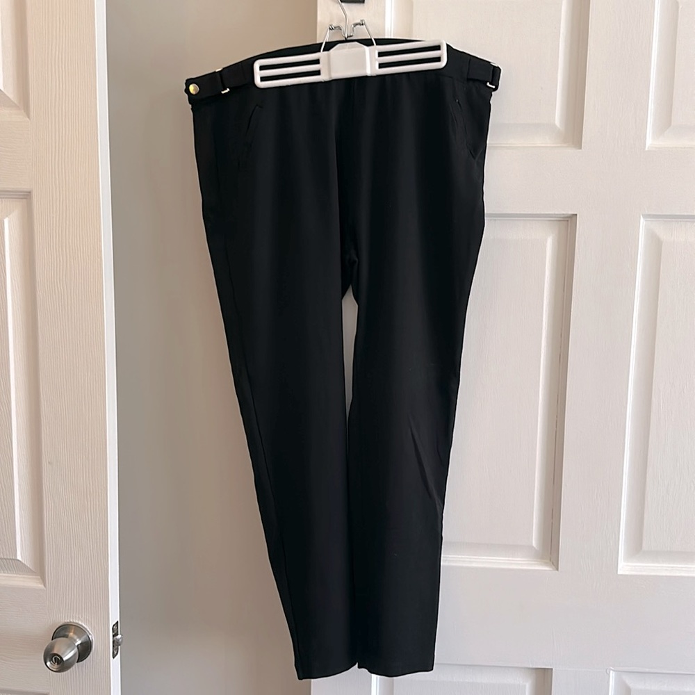 Black stretchy pull on skinny trousers